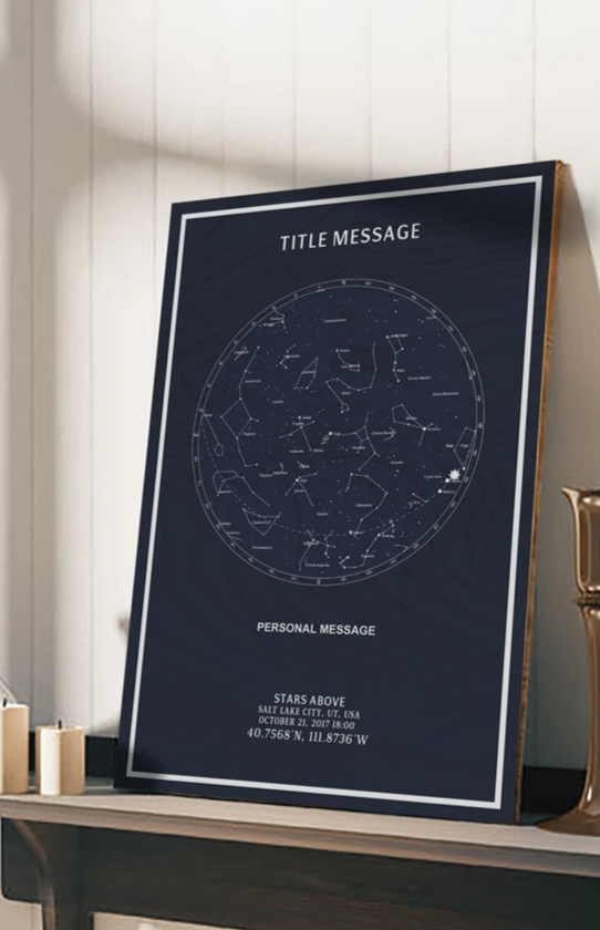 Star Map Gift - Wood Print